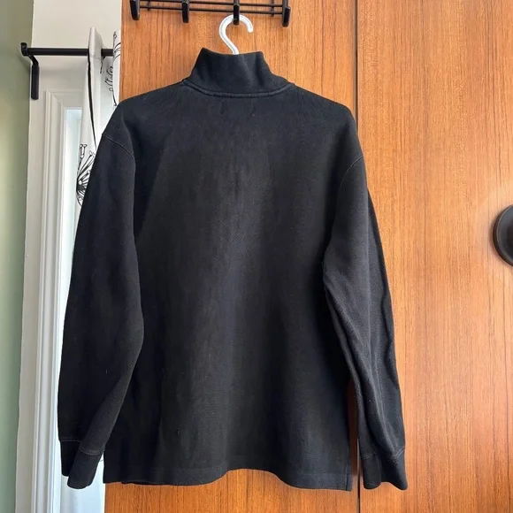 Polo by Ralph Lauren Black Ribbed Quarter Zip Pullover Sweater Size L - Picture 7 of 11